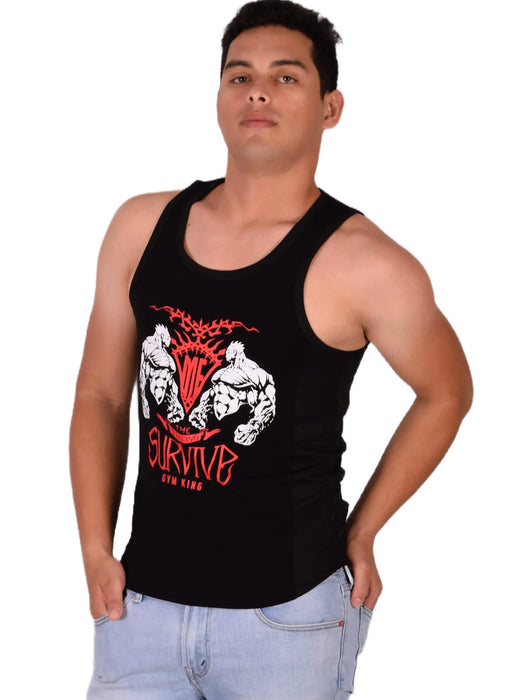 MEDIUM SMU Gym King Tank top Black and Red 33738 MX16