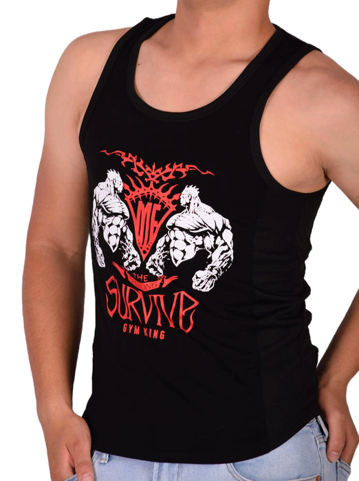 MEDIUM SMU Gym King Tank top Black and Red 33738 MX16