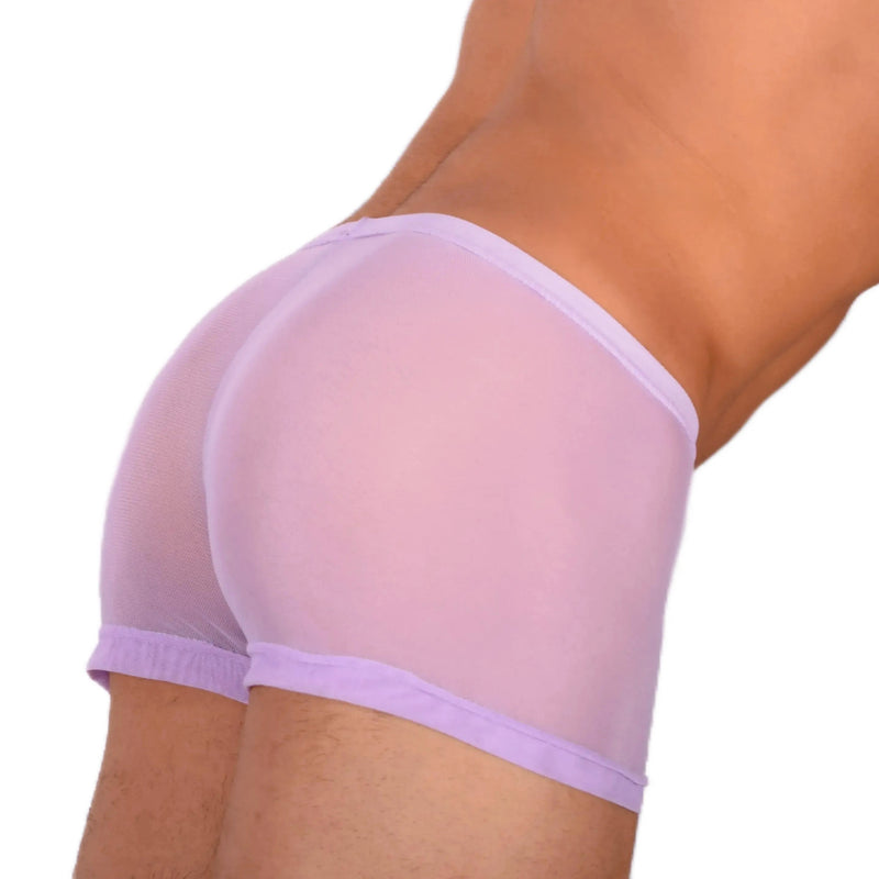 2XS/XS Smu Tanning Walking around sheer Pink C-Thru Mini Boxer MX19 34028