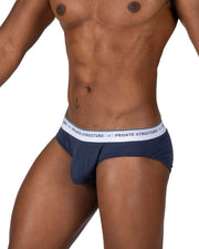 3pcs PRIVATE STRUCTURE Mini Briefs Water Element Trio White - Blue - Navy 4395 1204