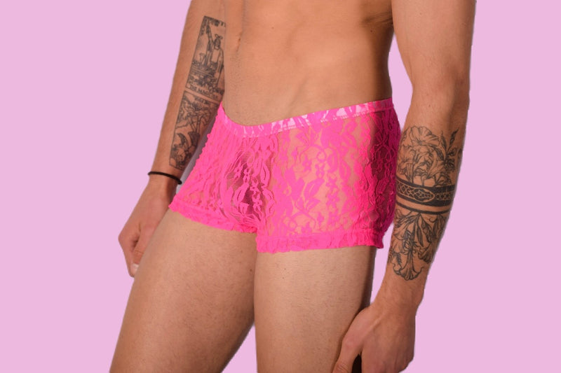XS/S SMU Hipster Underwear Mini-Boxer Pink Lace 43116 MX12