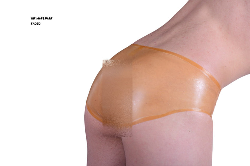 POLYMORPHE Men's Latex Brief Underwear Open Front Amber Gold UN-039PS