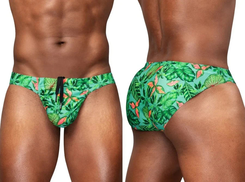 ErgoWear Swimwear Feel SW Bikini Swim Briefs Green Aqua/Leaves 1828 68