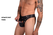SMU Jock Marcus Removable Cod Piece Black and Blue Jockstrap 32'' To 36'' CH15