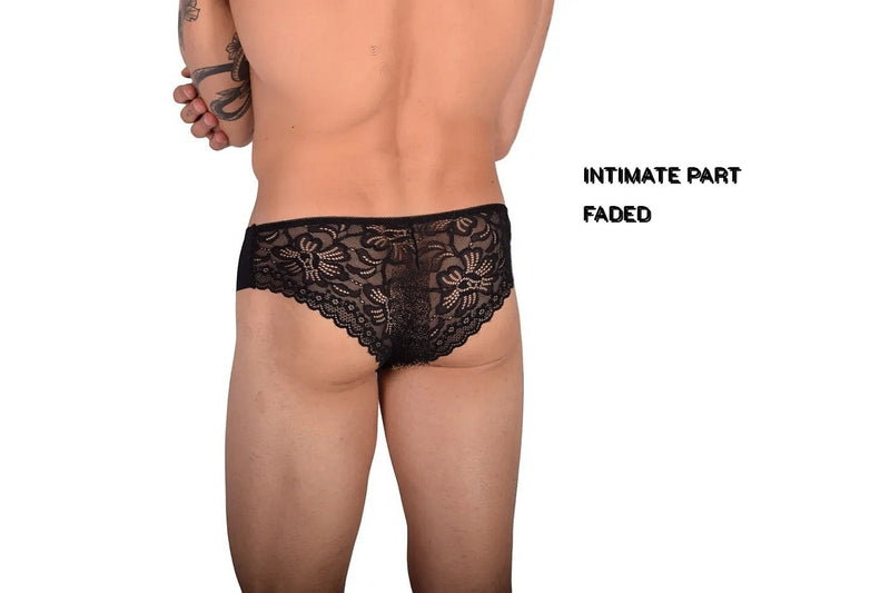 SMU Feminine Brief See-Through Lace Fabric Dentelle Black 65024 33