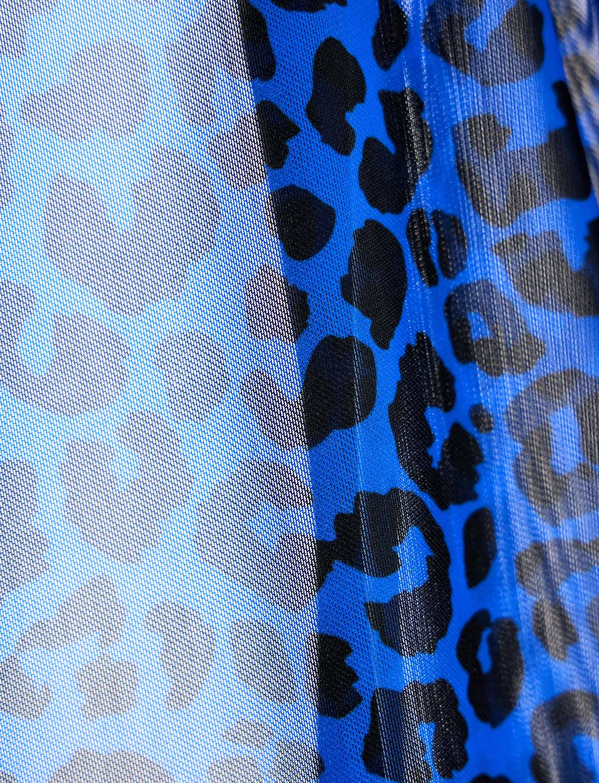 MODUS VIVENDI Leopard Mesh Tank Top Slim Fit Sleeveless In Blue 15431 79A
