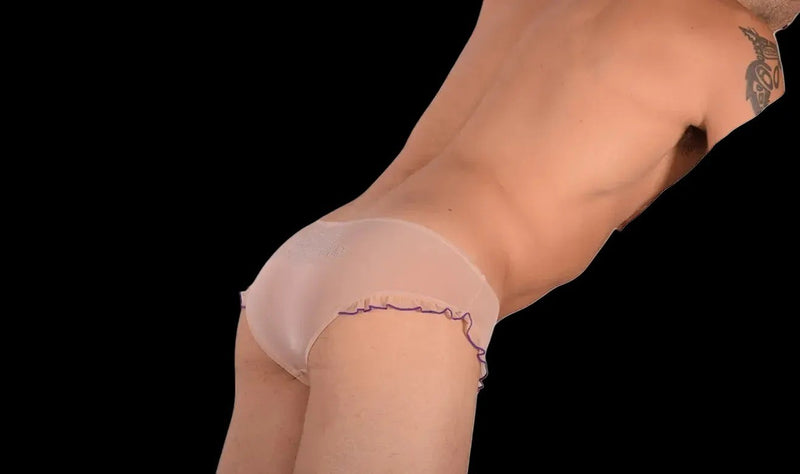 Small SMU Feminine-Look Briefs Super Thin See-Through Blue Bow 65011 32