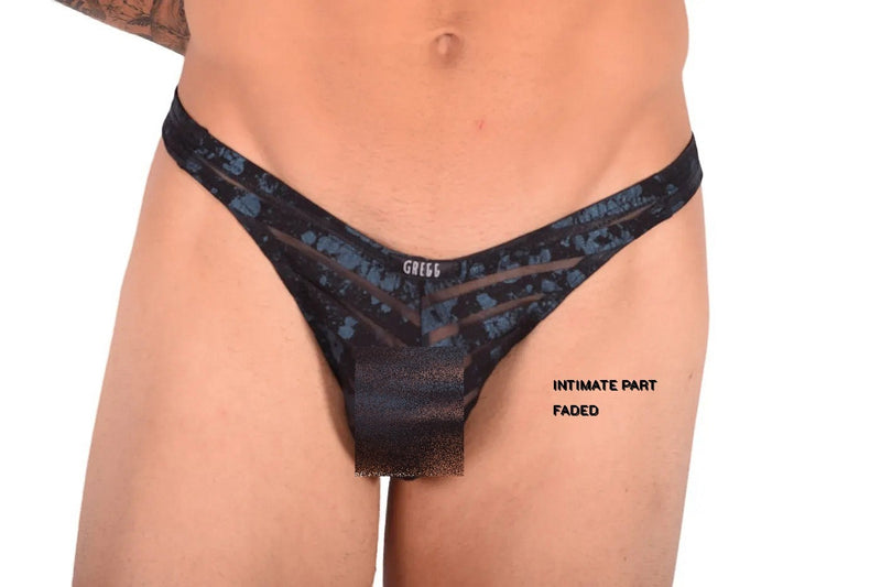 XL Gregg Homme Thong Luxury Black Blue 3056 C22
