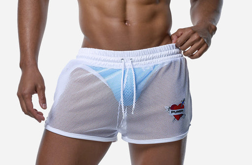 PUMP! White Mesh Short Tanning Swimwear Adjustable Drawstring 13040 7