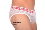 SMU Feminine Briefs See-Through Lace Fabric Red Waist Band 65013 32