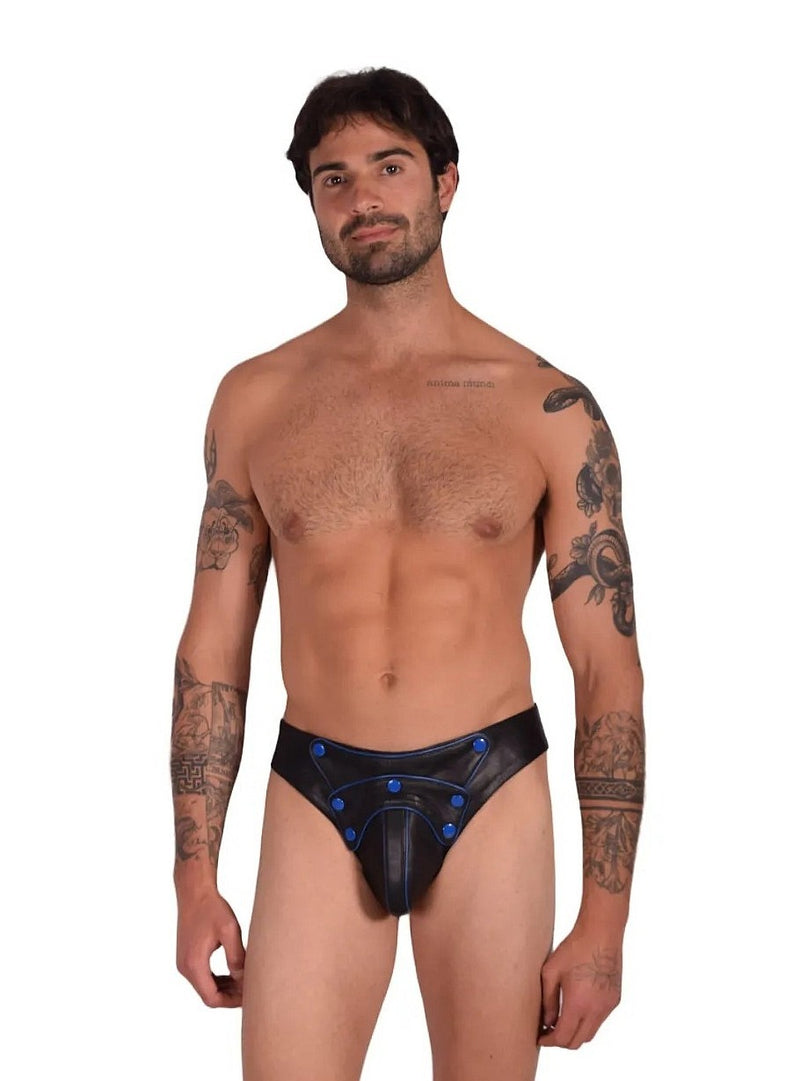 SMU Jock Marcus Removable Cod Piece Black and Blue Jockstrap 32'' To 36'' CH15