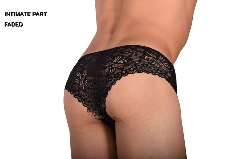 SMU Feminine Brief See-Through Lace Fabric Dentelle Black 65024 33