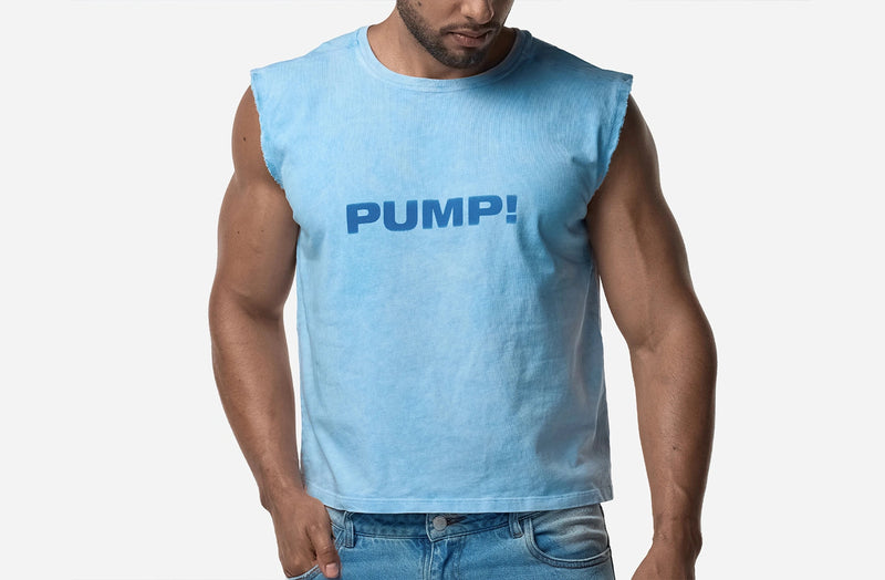 PUMP! Bubble Blue Boxy Tank Top Cotton Sleeveless 14027 8