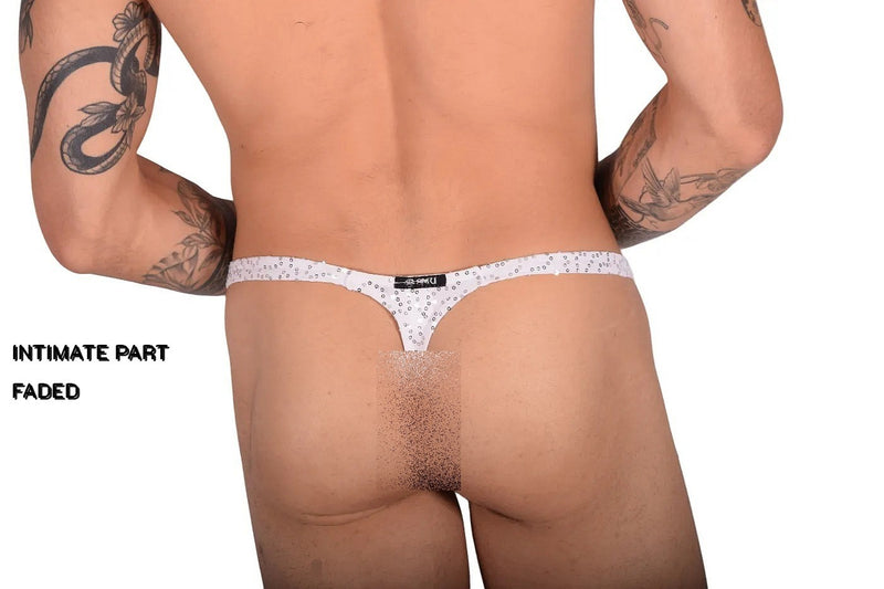 2XL SMU Flash Sequin Thong Hot To Wear White 9918 LT2