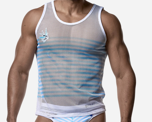 PUMP! Sailor Mesh Tank Top White Mesh Nylon Tanktop 14036 5