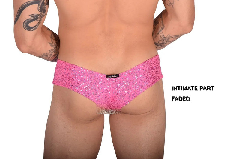 XL SMU Cheeky Boxer Brief Sequin Brazilian Back Underwear Pink 9925 LT2