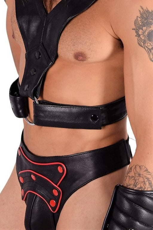 SMU Marcus Removable Cod Piece Black and Red Jockstrap 19734 CH16