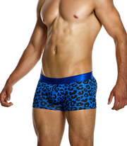 MODUS VIVENDI Leopard Boxer Trunks Stretch Velvet-Touch Fabric in Blue 15421 79A