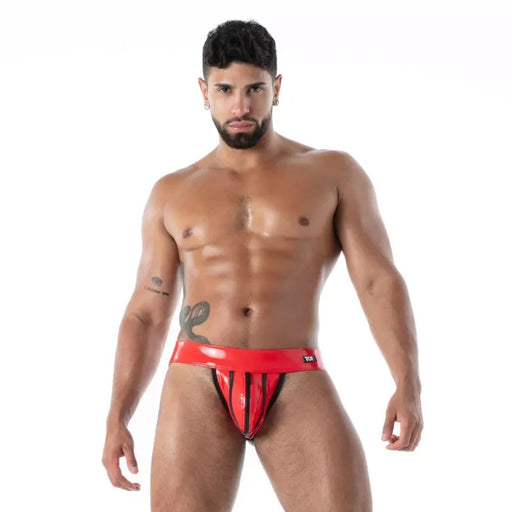 TOF PARIS Zipped Jock Latex Second Skin Datex Jockstrap Red T4