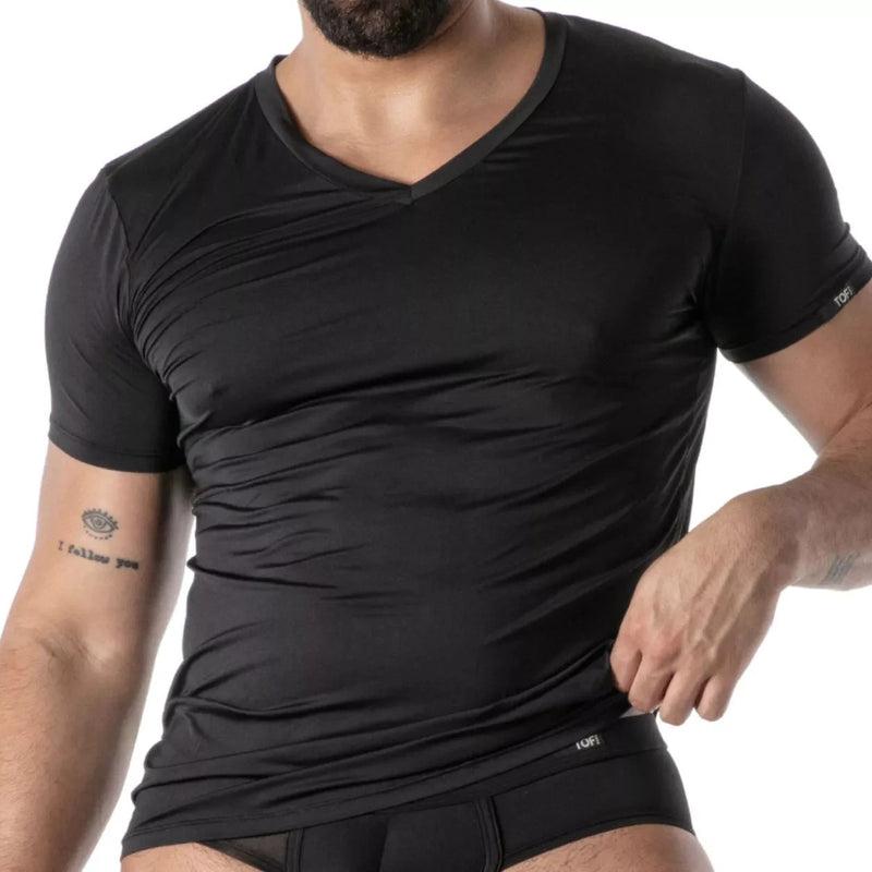 TOF PARIS Mon Amour Microfiber T-Shirt Fitted Cut Ultra Soft in Black 56