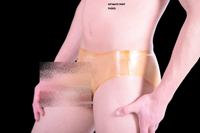 POLYMORPHE Men's Latex Brief Underwear Open Front Amber Gold UN-039PS