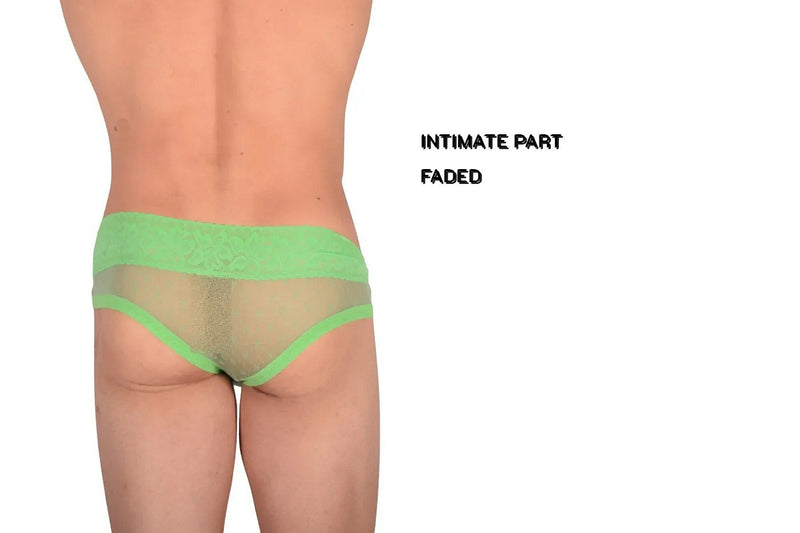 SMU Feminine Mini Brief See-Through Lace Fabric Lime 65021 33