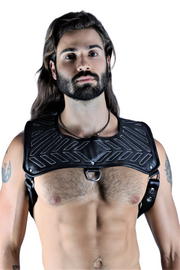 Adjustable SMU Leather Roman Crop Top Black Adjustable  95865 SX10