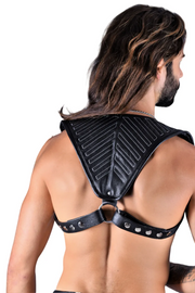 Adjustable SMU Leather Roman Crop Top Black Adjustable  95865 SX10