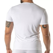 TOF PARIS Mon Amour Microfiber T-Shirt Lightweight V-Neck Shirts in White 56