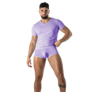 TOF PARIS T-Shirt Mon Amour Microfiber Lightweight V-Neck Shirts in Purple 56