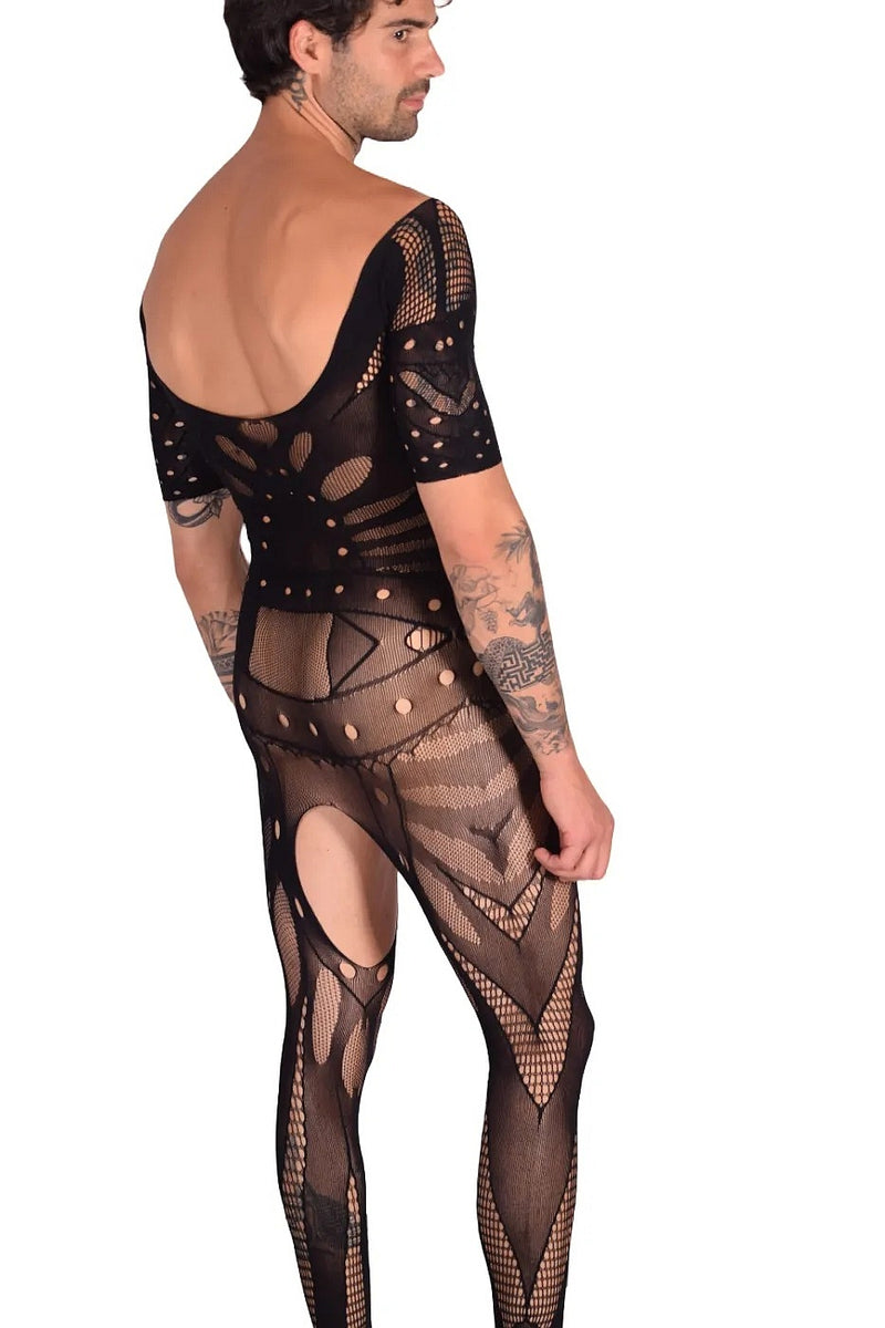 One Size Singlet SMU Mesh Mens Bodysuit Black 8812 MX21