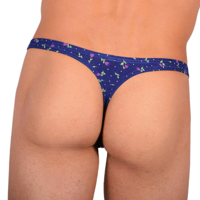 S SMU Sexy Blue Flowers Thong 33728 MX15