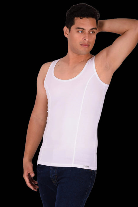 DOREANSE Tank Top Solid Muscle Narrow Neck Cotton White 2255 4A