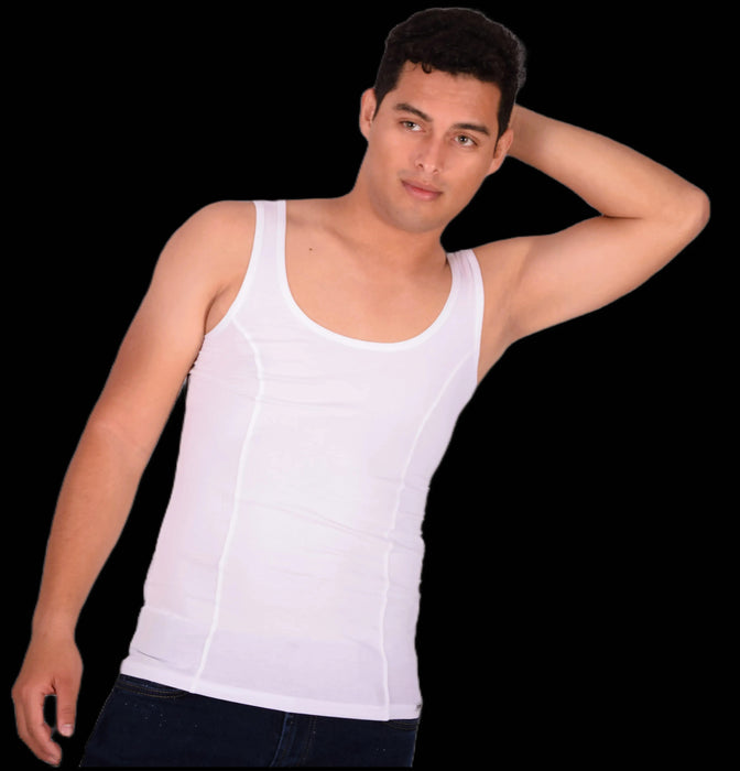 DOREANSE Tank Top Solid Muscle Narrow Neck Cotton White 2255 4A