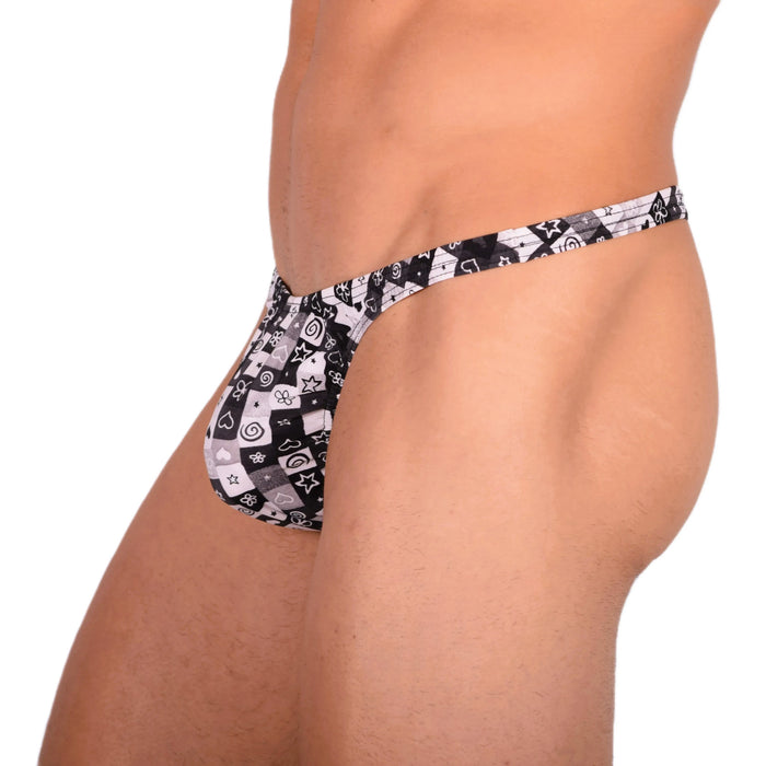 S SMU Sensual Black and White Thong 33730 MX15