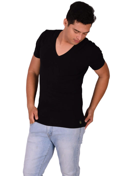 Calvin Klein Cotton Stretch V-Neck Black T-Shirt MX16