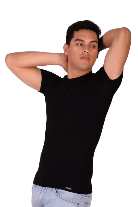 DOREANSE T-Shirt Basic Crew Neck Short Sleeved Black 2550 4A