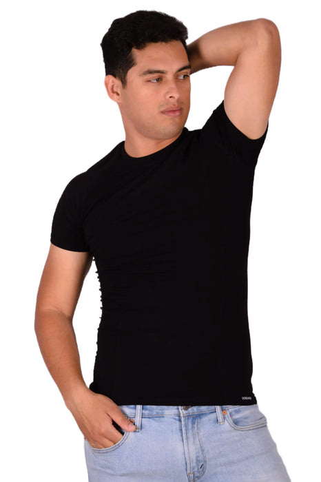 DOREANSE T-Shirt Basic Crew Neck Short Sleeved Black 2550 4A