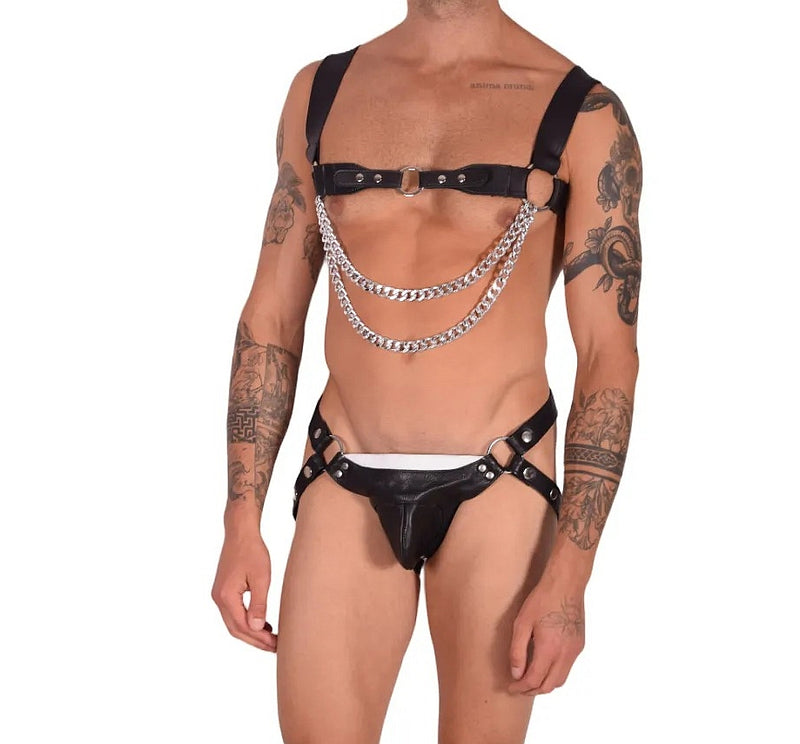 SMU Spartacus Pouch Black and White Jockstrap 32'' To 35'' 19738B CH18B