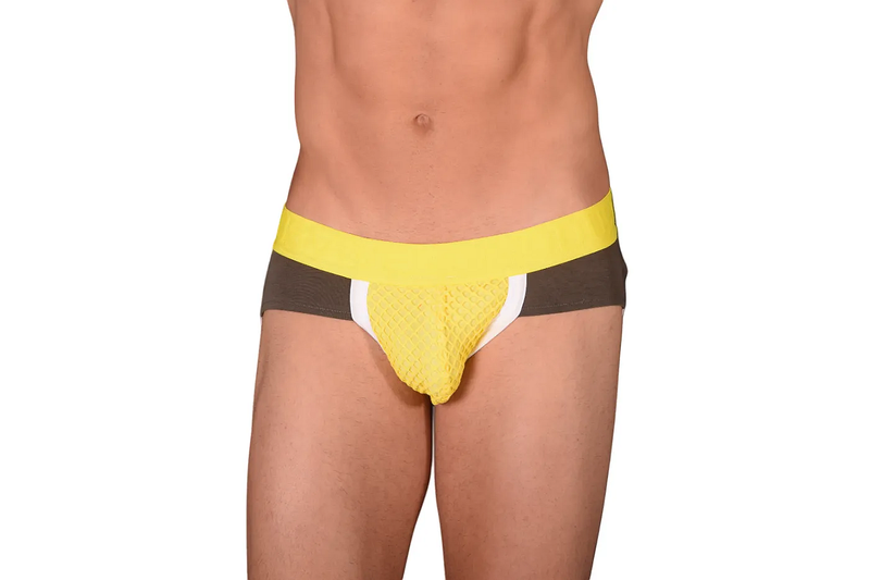 Modus Vivendi Jock Multi C-Through Mesh Cotton Mini Jockstrap YELLOW 05812 57