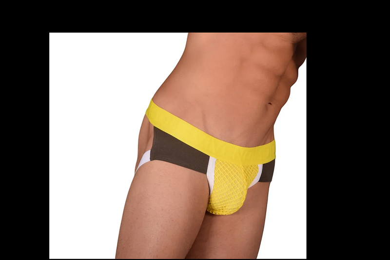 Modus Vivendi Jock Multi C-Through Mesh Cotton Mini Jockstrap YELLOW 05812 57
