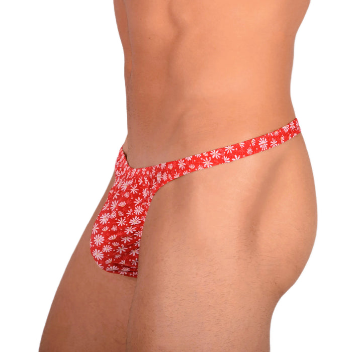 S SMU Sensual Floral Red White Thong 33695 MX15