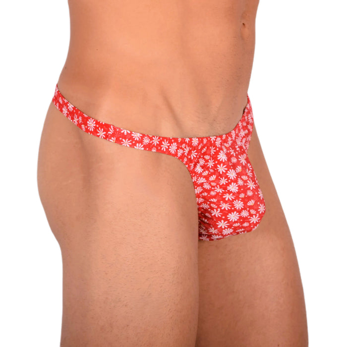 S SMU Sensual Floral Red White Thong 33695 MX15