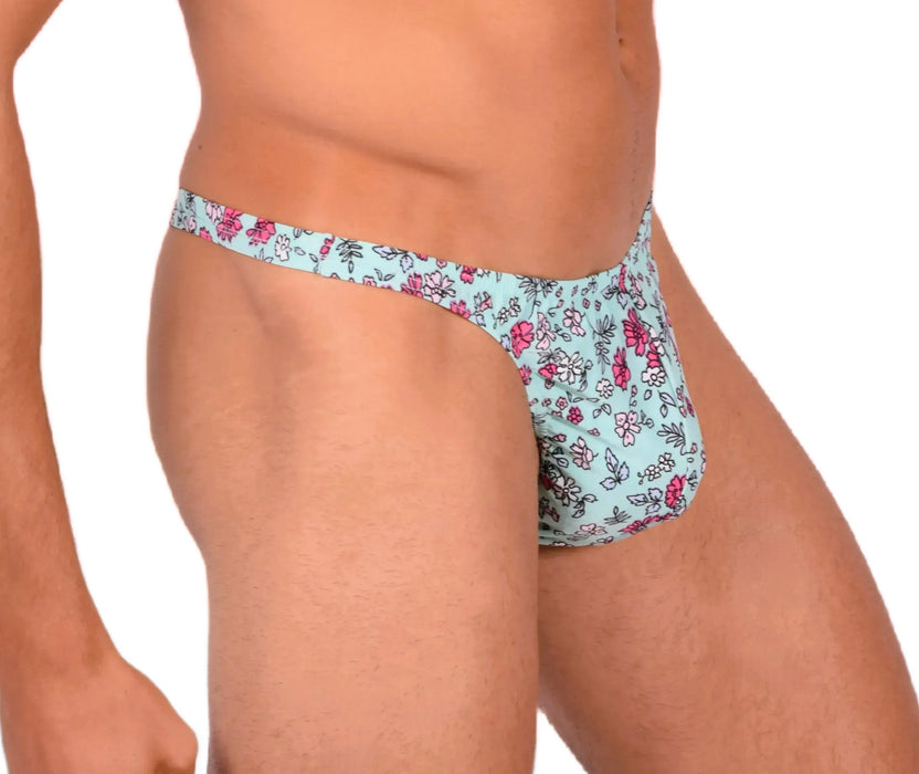 S SMU Sexy Turquoise Floral Explosion Thong 33647 MX14