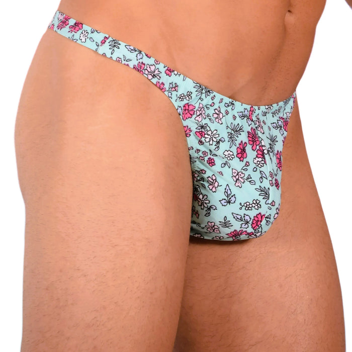 S SMU Sexy Turquoise Floral Explosion Thong 33647 MX14