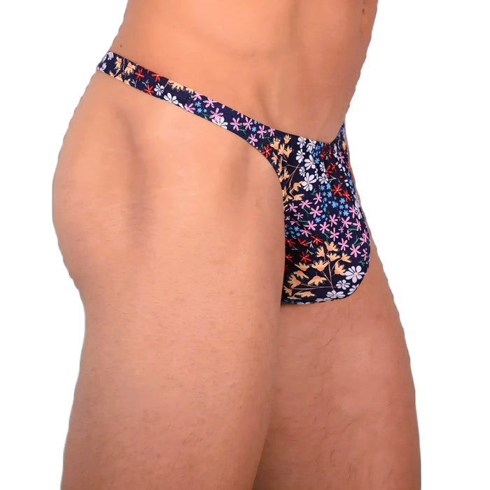 XS SMU Sexy Dark Blue Floral Explosion Thong 33650 MX14