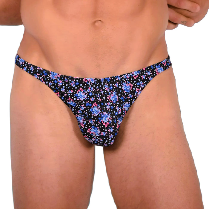 XS/S SMU Sexy Deep Blue Floral Explosion Thong 33653 MX14