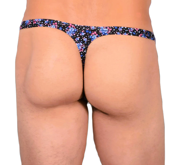 XS/S SMU Sexy Deep Blue Floral Explosion Thong 33653 MX14