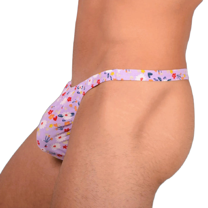 S SMU Sexy Light Purple Floral Explosion Thong 33655 MX14