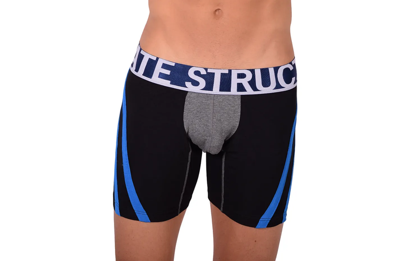 Private Structure Boxer Befit Athlete Long Trunk Blue Stripe Black 3347 30